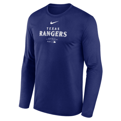 Texas Rangers Authentic Collection Practice Men's Nike Dri-FIT MLB Long-Sleeve T-Shirt