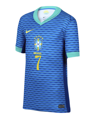 Подростковые джерси Vini Jr. Brazil National Team 2024 Stadium Away Big Kids' Nike Dri-FIT Soccer Jersey