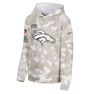 Sudadera con gorro sin cierre Nike de la NFL para niños talla grande Denver Broncos Salute to Service Primary Edge Club