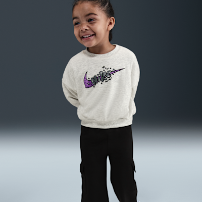 Conjunto de sudadera de cuello redondo sin cierre y pants cargo de French Terry infantil Nike