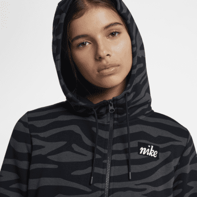 Nike Sportswear Damen-Hoodie mit Tierprint und durchgehendem Reißverschluss