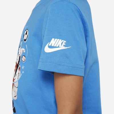 Playera estampada para niño talla pequeña Nike