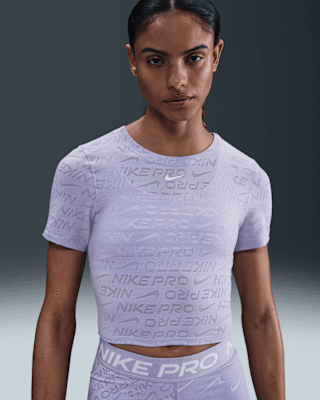 Женские шорты Nike Pro Dri-FIT Short-Sleeve Cropped Jacquard Top