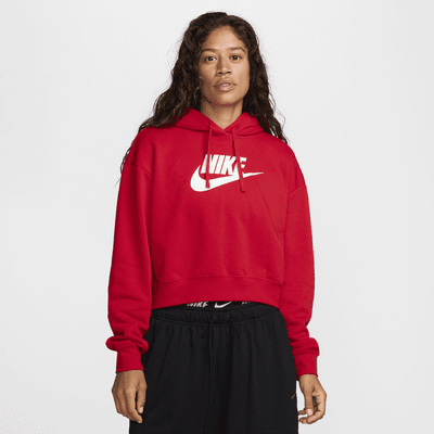 Sudadera con gorro y gráfico cropped oversized para mujer Nike Sportswear Club Fleece