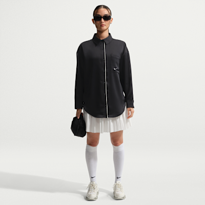 나이키 스포츠웨어 여성 오버사이즈 새틴 긴팔 탑