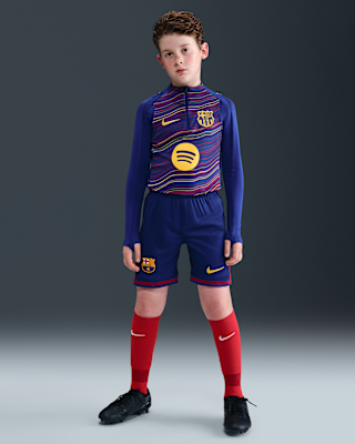 Детские шорты FC Barcelona 2025/26 Stadium Home Big Kids' Nike Dri-FIT Soccer Replica Shorts