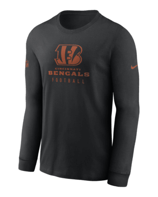 Nike Dri Fit Orange NFL Bengals Long Sleeve Athletic Tee T-Shirt Men's NWT