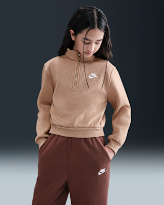 Детские  Nike Sportswear Club Fleece Big Kids' (Girls') 1/2-Zip Long-Sleeve Top