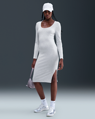 Женские тайтсы Nike Sportswear Chill Knit Tight Long-Sleeve Midi Mini-Rib Dress