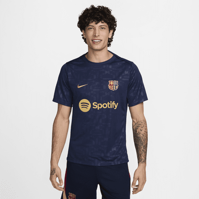 Camisola de futebol de manga curta do equipamento de aquecimento Nike Dri-FIT do equipamento principal Academy Pro FC Barcelona para homem