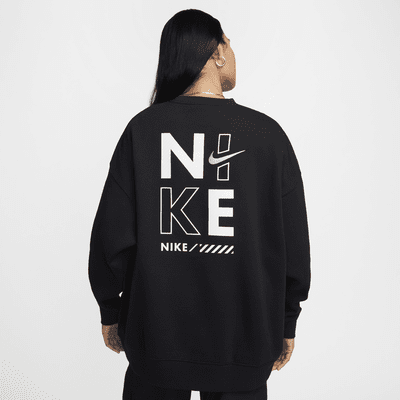 Oversized Nike Sportswear-sweatshirt i fleece med rund hals til kvinder