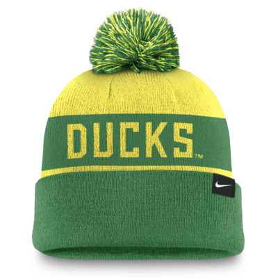 Gorro con dobladillo y pompón universitario Nike para hombre Oregon Ducks Primetime Peak