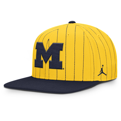 Michigan Primetime Pin Stripe 2-Tone Men's Jordan Brand Dri-FIT College Adjustable Hat from Nike - $36