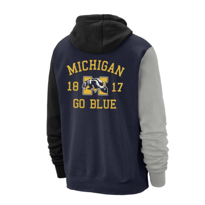 Sudadera con gorro universitaria Nike para hombre Michigan Club Fleece