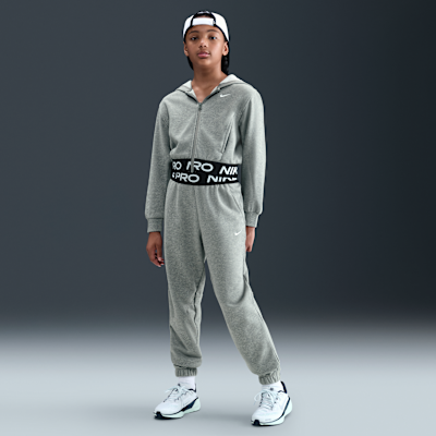 Sudadera con gorro Dri-FIT de cierre completo para niña talla grande Nike Pro Fleece