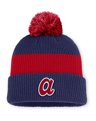 Мужские  Atlanta Braves Cooperstown Peak Nike MLB Cuffed Pom Beanie
