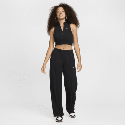 Débardeur slim à coupe courte et demi-zip en molleton Nike Sportswear Chill Terry pour femme