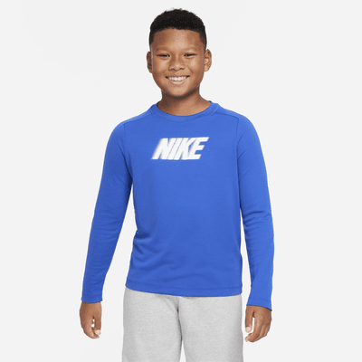 Playera de manga larga para niño talla grande Nike Dri-FIT Multi+