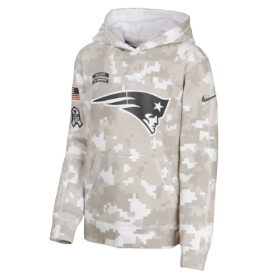 Sudadera con gorro sin cierre Nike de la NFL para niños talla grande New England Patriots Salute to Service Primary Edge Club