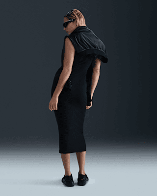 nike ribbed dress Nike Sportswear Women's Chill Knit Black Tight Mini-Rib Tank Dress XL