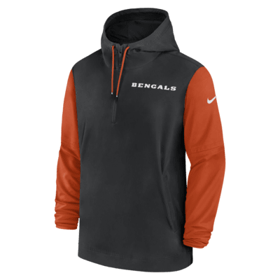 Cincinnati Bengals Sideline Pre-Game Player Men's Nike NFL 1/2-Zip Hooded Jacket