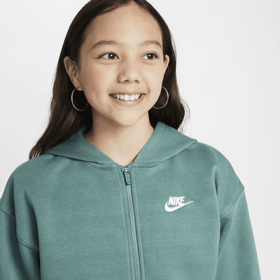 Hoodie folgado com fecho completo Nike Sportswear Club Fleece Júnior