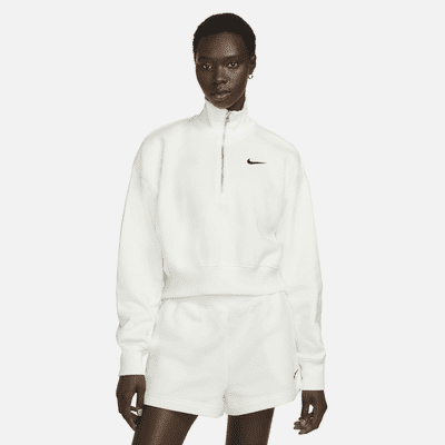 Nike Phoenix Fleece cropped quarter zip sweatshirt in gray
