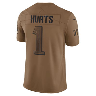 Jalen Hurts Philadelphia Eagles Salute to Service Nike Men's Dri-Fit NFL Limited Jersey in Brown, Size: Small | 01AV2EAF3R-N4H