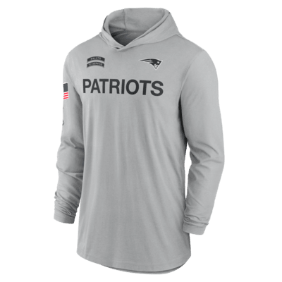 New England Patriots Salute to Service Edge Mascot Lockup Men’s Nike Dri-FIT NFL Long-Sleeve Hooded Top