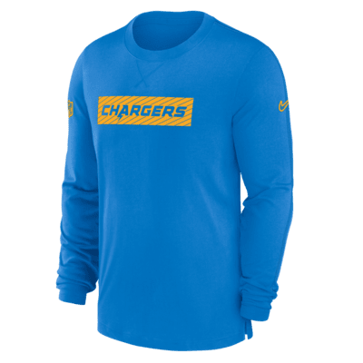 Playera de manga larga Nike Dri-FIT para hombre Los Angeles Chargers Sideline Player Team Issue