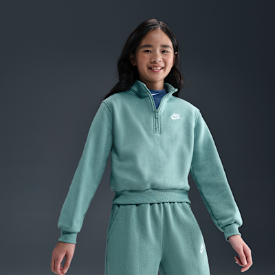 Nike Sportswear Club Fleece Big Kids' (Girls') 1/2-Zip Long-Sleeve Top