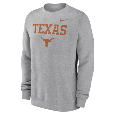 Sudadera de cuello redondo sin cierre universitaria Nike para hombre Texas Longhorns Primetime Primary Stack