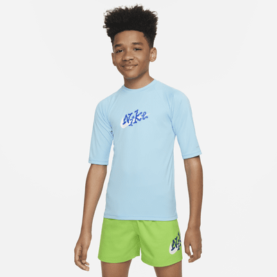 Camiseta Hydroguard de manga corta para niño talla grande Nike Swim Scribble