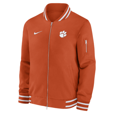 Chamarra bomber universitaria Nike con cierre completo para hombre Clemson Tigers Sideline