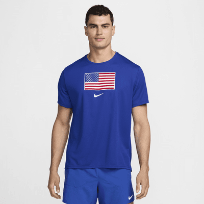 Kortärmad löpartröja Nike Dri-FIT USA Miler för män