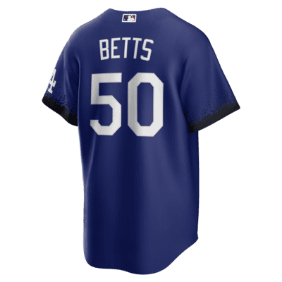 Los Angeles Dodgers Nike Official Replica Road Jersey - Mens with Betts 50  printing