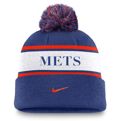 New York Mets Team Stripe Peak Men's Nike MLB Cuffed Pom Beanie