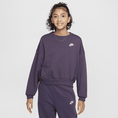 Nike Sportswear Club Fleece sweatshirt met ronde hals en recht design voor meisjes