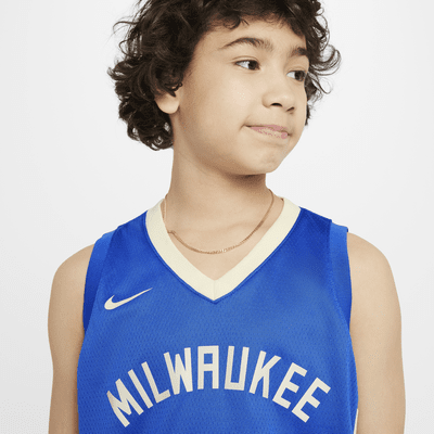 Maillot Nike Dri-FIT NBA Swingman Giannis Antetokounmpo Milwaukee Bucks City Edition pour enfant plus âgé