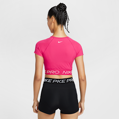 Nike Pro Women's Dri-FIT Short-Sleeve Cropped Graphic Top