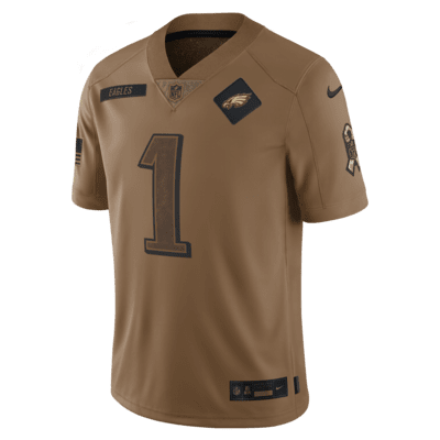 Jalen Hurts Philadelphia Eagles Salute to Service Nike Men's Dri-Fit NFL Limited Jersey in Brown, Size: Small | 01AV2EAF3R-N4H