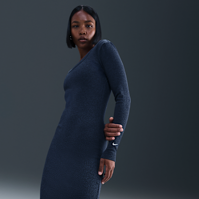 Vestido ajustado de manga larga de tejido Rib largo mini para mujer Nike Sportswear Chill Knit