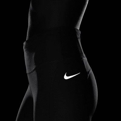 nike running fast cropped leggings in black and orange