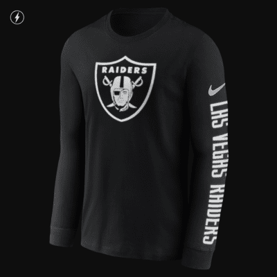Nike Men's Las Vegas Raiders Athletic Long Sleeve Raglan T-Shirt - Charcoal Heather & Black - L (Large)