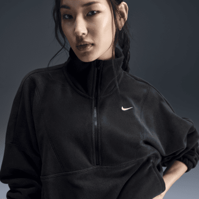 Nike One Therma-FIT Bol Kesimli Yarım Fermuarlı Fleece Kadın Üstü