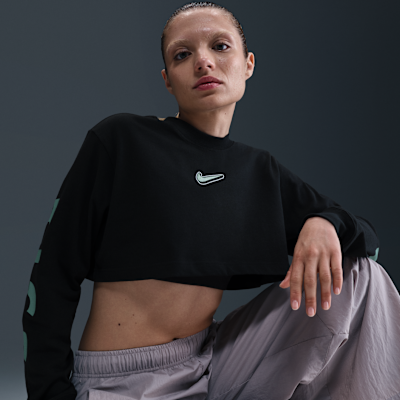 Playera de manga larga oversized cropped para mujer Nike Sportswear
