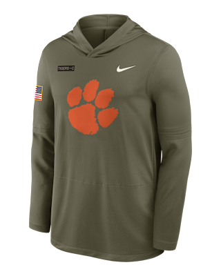 Мужские  Clemson 2025 Military Appreciation Nike Dri-FIT College Long-Sleeve Hooded Top