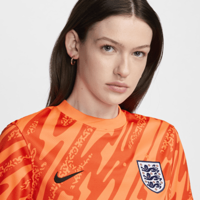 England 2024 Stadium Goalkeeper Nike Replika Kurzarm-Fußballtrikot mit Dri-FIT-Technologie für Damen