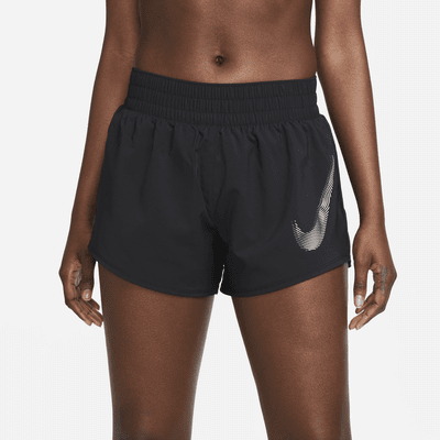 Nike Dri-FIT One Swoosh Hardloopshorts met halfhoge taille en binnenbroek voor dames