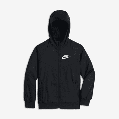 Løstsiddende, hoftelang Nike Sportswear Windrunner-jakke med hætte til større børn (drenge)